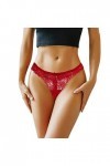 Femmes 1 Pièce Culotte Rose Floral Dentelle Bow Back Panty Transparent Évider sous-Vêtements Confort sans Couture Taille Bass