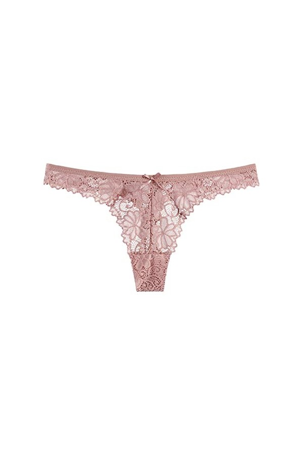 Femmes 1 Pièce Culotte Rose Floral Dentelle Bow Back Panty Transparent Évider sous-Vêtements Confort sans Couture Taille Bass