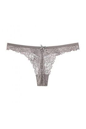 Femmes 1 Pièce Culotte Rose Floral Dentelle Bow Back Panty Transparent Évider sous-Vêtements Confort sans Couture Taille Bass
