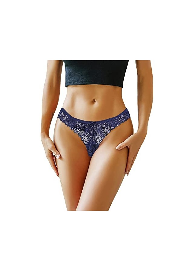 Femmes 1 Pièce Culotte Rose Floral Dentelle Bow Back Panty Transparent Évider sous-Vêtements Confort sans Couture Taille Bass