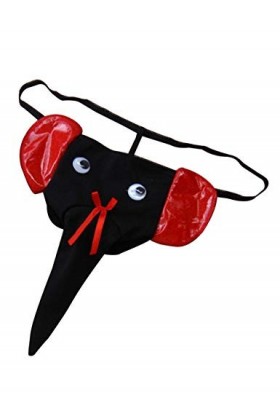 Legou Culottes Strings Caleçons Slip à Lanière Femme Taille Unique Oreille Noire + Rouge