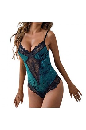 2023 Nouveauté - Sous-vêtements en velours et flanelle - Combinaison en dentelle - Costume de Noël pour femme, Vert, M