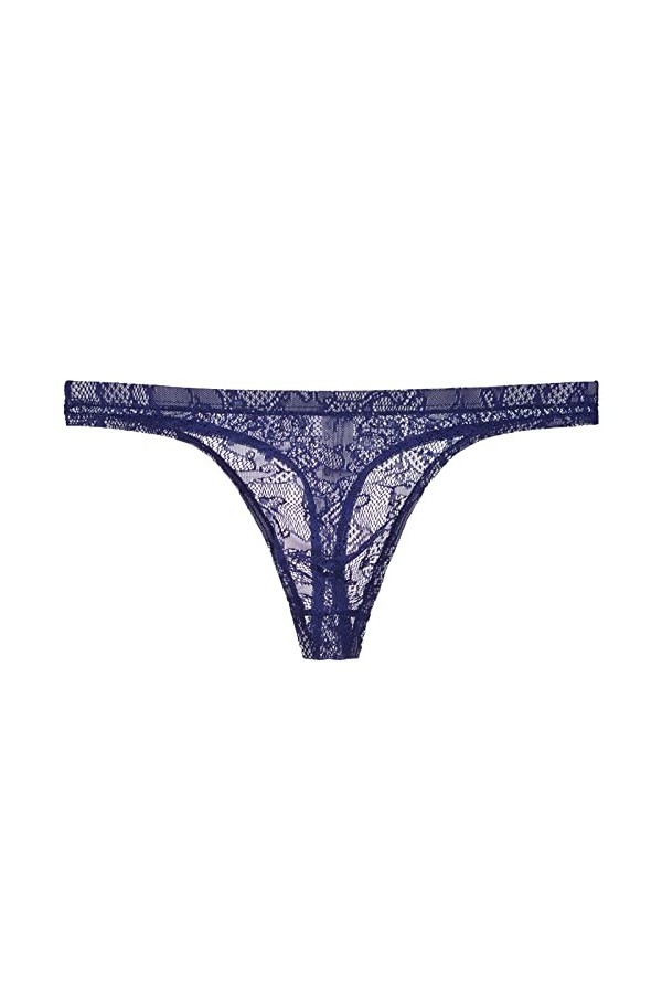 Gefomuofe Sous-vêtement gay transparent en maille respirante pour homme - String en dentelle - String transparent, bleu, L