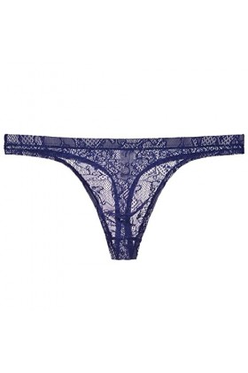 Gefomuofe Sous-vêtement gay transparent en maille respirante pour homme - String en dentelle - String transparent, bleu, L