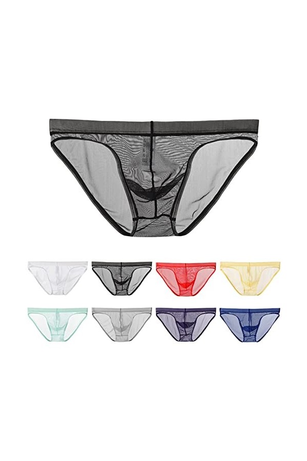 Gefomuofe Sous-vêtement gay pour homme - En dentelle transparente - String en maille - Respirant - Lingerie - Sous-vêtements 