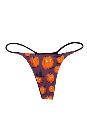 String pour femme sexy imprimé taille basse pour femme Culotte pour femme Culotte soyeuse, Orange, S