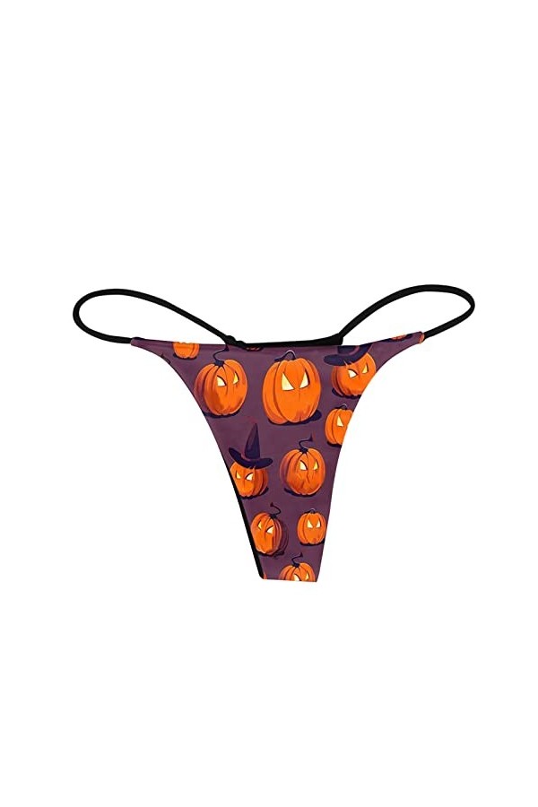 String pour femme sexy imprimé taille basse pour femme Culotte pour femme Culotte soyeuse, Orange, S