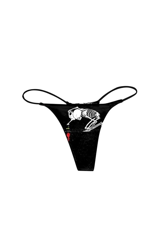 Culotte sexy confortable à motif sexy - Taille basse - Doux et sexy - Dos en T - String pour femme, blanc, L