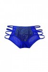 Culotte sexy en dentelle ajourée pour femme - String en coton, bleu, taille unique
