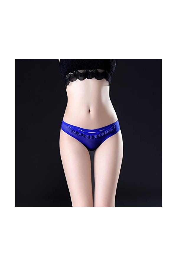 Culotte sexy en dentelle ajourée au crochet pour femme - Grande taille, bleu, taille unique