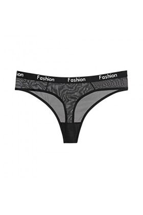 Sous-vêtements sexy taille haute en maille pour femme - String confortable en dentelle - Coupe française - Taille 9, Noir , X