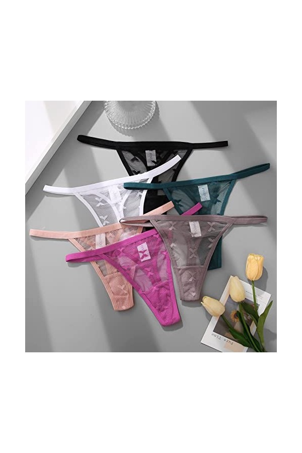 Culotte sexy en dentelle pour femme - Taille basse - Confortable - Lingerie pour femme - Bikini - Culotte en dentelle, Noir ,