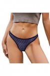Culotte sexy en dentelle transparente pour femme - Taille basse - Lingerie en maille sans couture, noir foncé, L