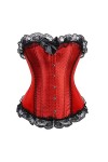 TaLcuS Rouge Rose Satin Dentelle Garniture Overbust Corset Bustiers Danseuse Showgirl Corsets et Jupe Ensemble Tutu Sexy Cors