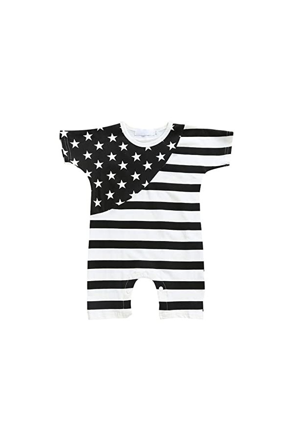 Combinaison à manches courtes pour le jour de lindépendance américaine pour homme et femme Costume bébé Noël, Noir , 2-3 ans