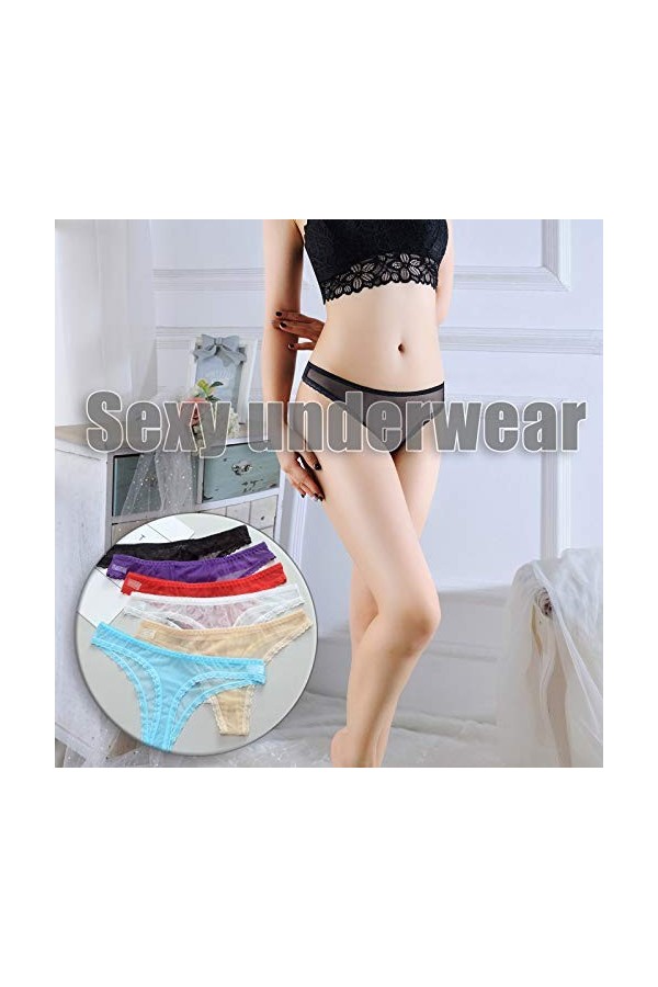 Générique Slip Femme sans Couture Culotte en Dentelle Sexy pour Femmes Couleur Unie Bord en Dentelle Ceinture CroiséE Culotte