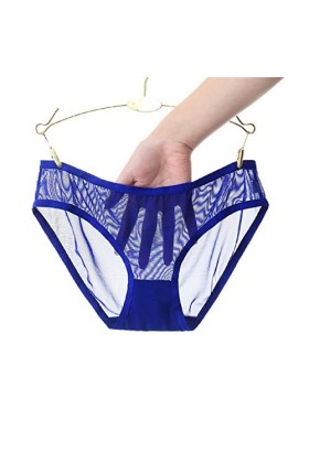 Culotte sexy pour femme - Culotte confortable - Multicolore - Pour le ventre - En coton stretch - Taille haute, bleu, M