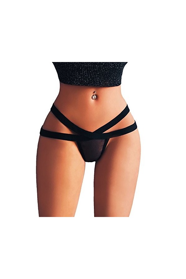 LRWEY Sexy Lingerie G-String Femmes Mesh Briefs sous-Vêtements Sexy Translucide String sans Soudure Bikini Lingerie Clubwear 