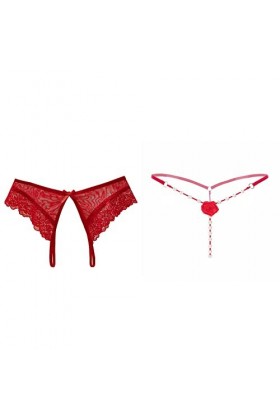 Solike Femmes Sexy Dentelle Tongs Perle Taille Basse sans Couture Élasticité Transparent G-Strings Tangas Érotique Panty Slip