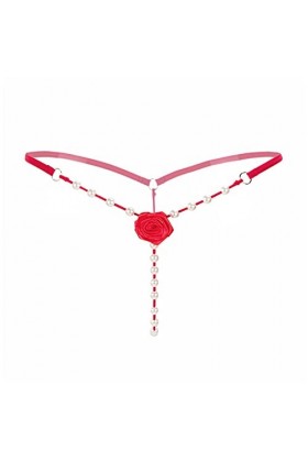 Solike Femmes Sexy Dentelle Tongs Perle Taille Basse sans Couture Élasticité Transparent G-Strings Tangas Érotique Panty Slip