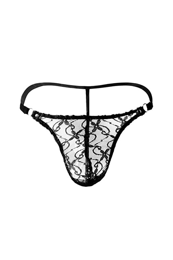 Sous-vêtements sexuels pour hommes Dentelle Mesh G-string Bas Culotte Lettres Calendrier de lAvent Avec Lingerie, Noir , XL
