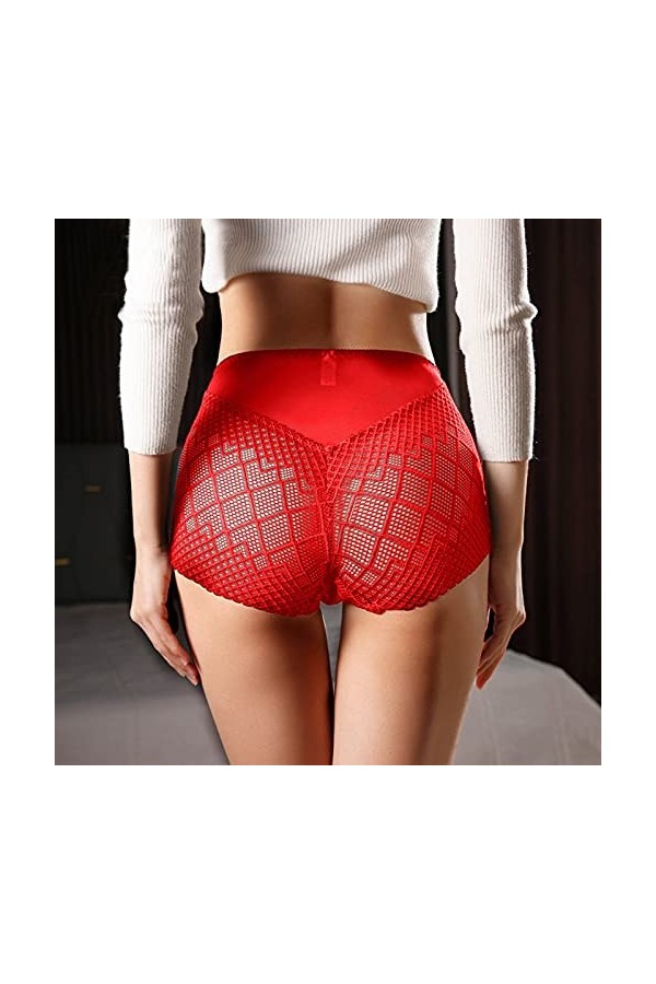 MJGkhiy Culotte culotte pantalon lacets sous-vêtements charmant crochet dentelle pour femmes vernis corsage, rouge, XL