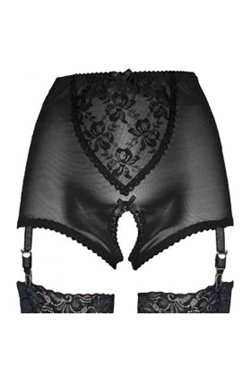 MEIHAOWEI Porte Jarretelles pour Femmes avec Bretelles à 6 Bretelles Devant Devant Ouvert pour Bas en Lingerie