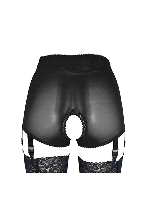 MEIHAOWEI Porte Jarretelles pour Femmes avec Bretelles à 6 Bretelles Devant Devant Ouvert pour Bas en Lingerie