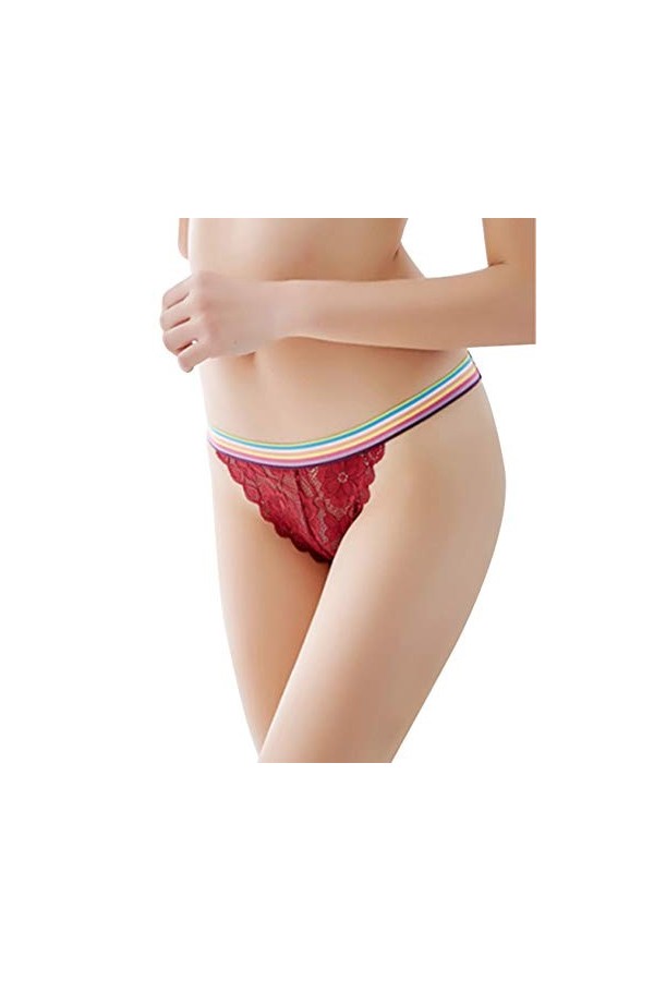 Letuwj Culotte de Dentelle Sexy pour Les Femmes avec Une Decoration Parfaite et Attirante Rouge Vin Taille Unique