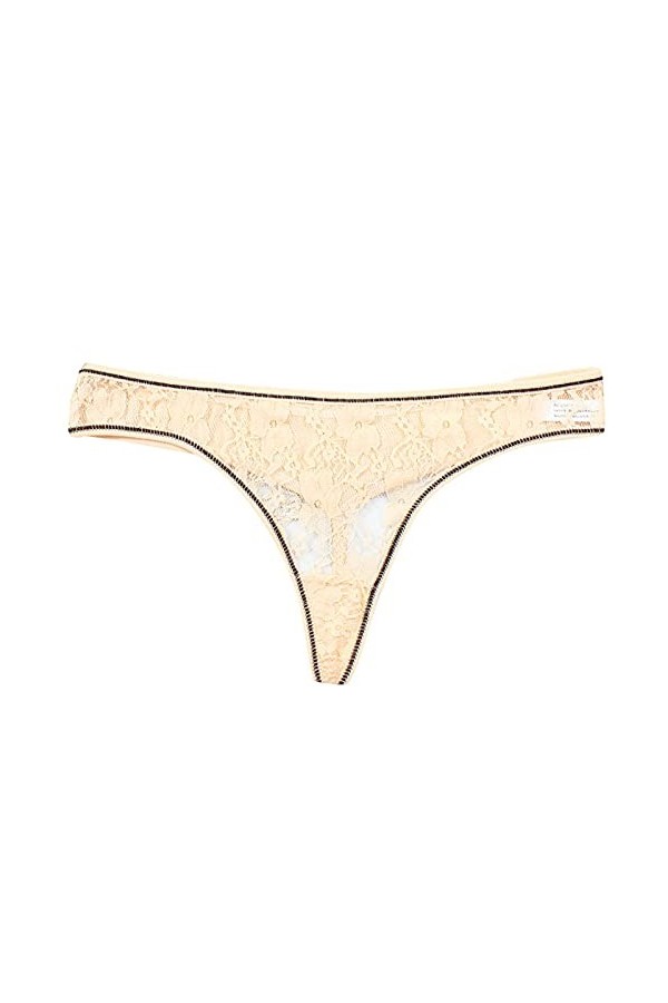 Waist Interest sous-vêtements creusés Bas Coton Entrejambe pour Femmes Lingeries Transparente Ouverte Beige, L 