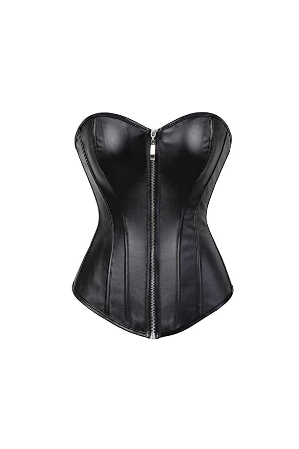 TaLcuS Corsets Sexy Zip Front Plus Size Femmes Bustier et Corset Lingerie Tops Cuir Steampunk S-6xl Color : Rosso, Size : XX