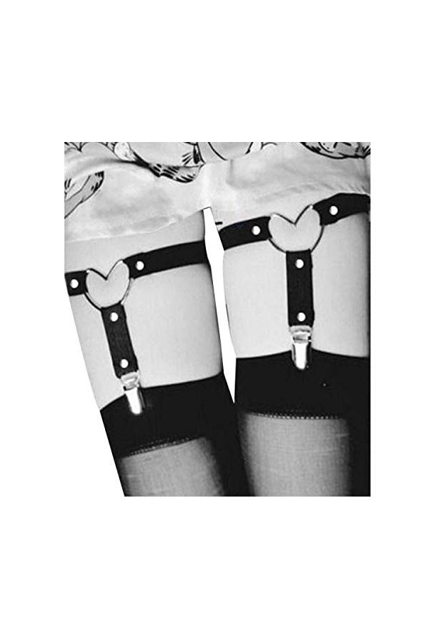 MJGkhiy Élastique coeur ceinture barbelée chaîne femme jarretière cosplay harnais de jambe sexy lingerie rouge body femme, No