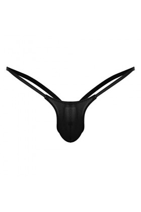 Junhasgood Mini Robe Sexy Hot Thong G-String Mens Low Briefs sous-vêtements Lingerie Compatible with Machine À Laver Black, 