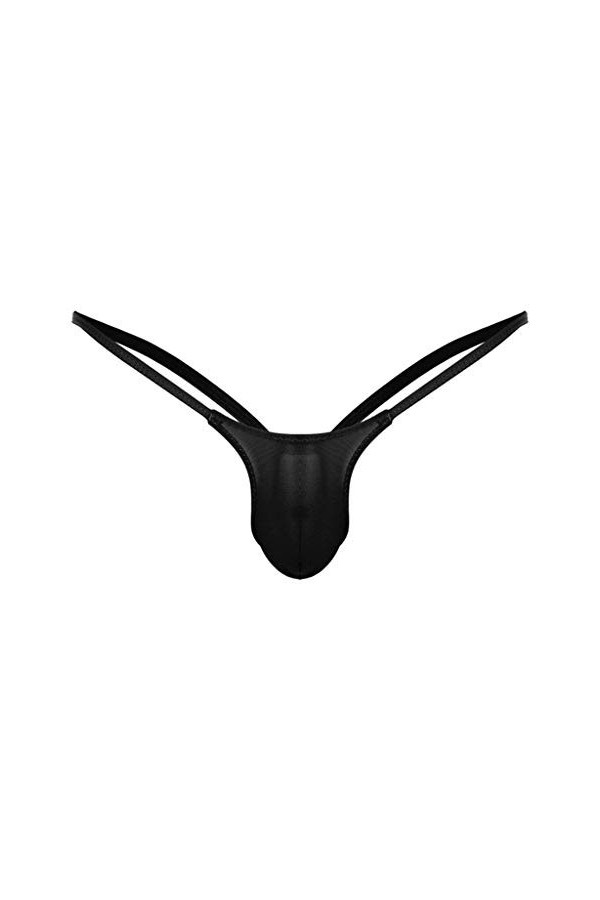 Junhasgood Mini Robe Sexy Hot Thong G-String Mens Low Briefs sous-vêtements Lingerie Compatible with Machine À Laver Black, 