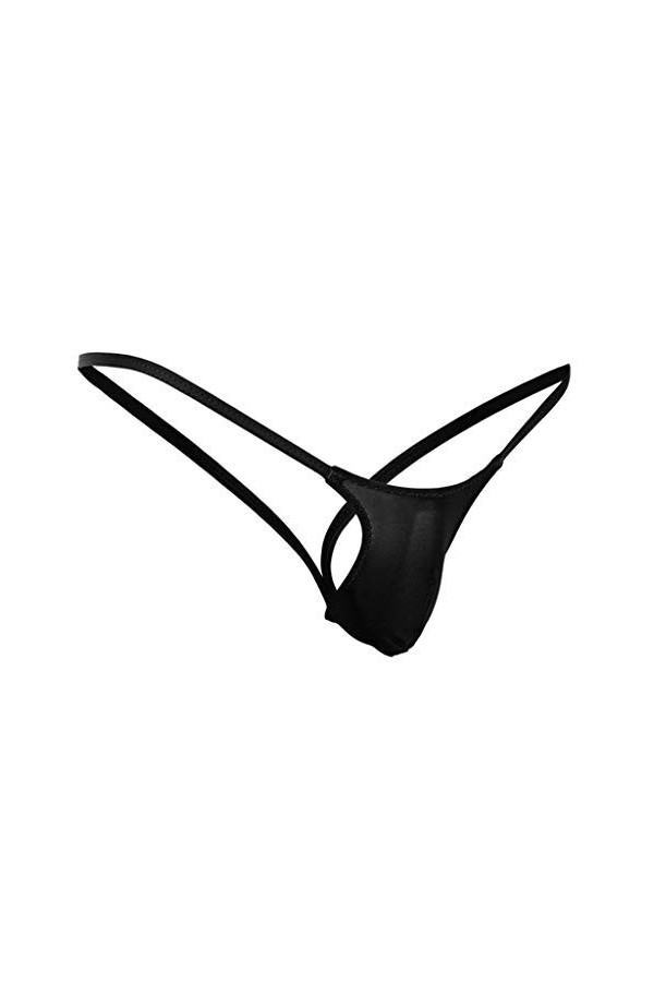Junhasgood Mini Robe Sexy Hot Thong G-String Mens Low Briefs sous-vêtements Lingerie Compatible with Machine À Laver Black, 