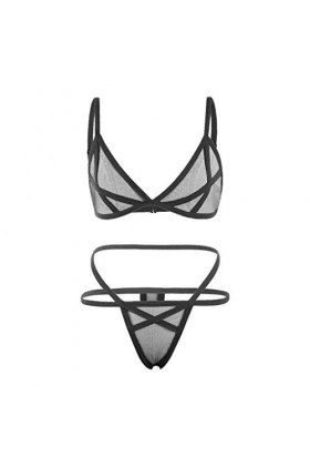 CreoQIJI Lingerie sexy sexy sous la poitrine pour femme, Noir , S