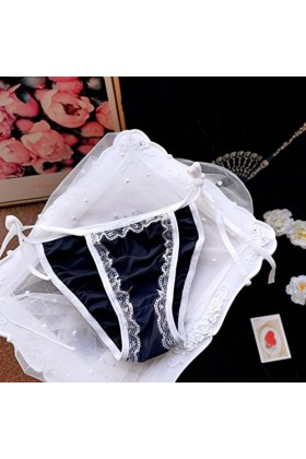 LULER Femmes Sexy Dentelle Décoration Bandage Police Femme Culotte Costume Sous-Vêtements, Noir , M