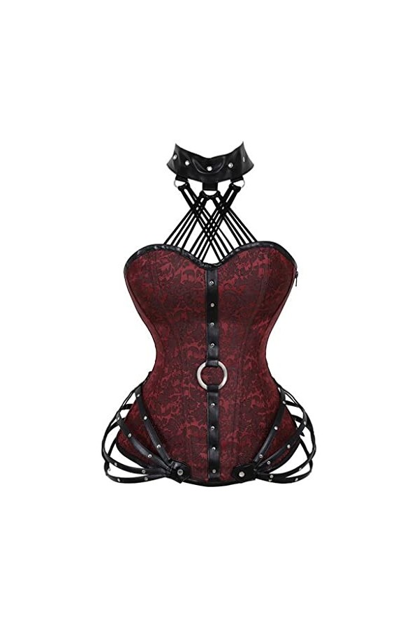 TaLcuS Steampunk Corset Gothique Acier Bustier Acier Désossé Femmes Minceur Corps Tops Sexy Halter Corsets Color : Svart, Si