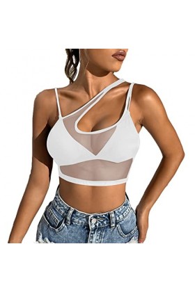 Lingerie Sexy pour Femme Hauts décontractés sans manches pour femmes voir à travers la chemise transparente pour femmes en ma