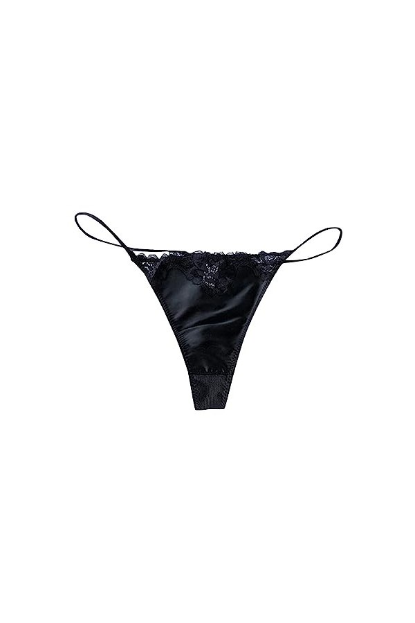 Jiabing Slips sans Couture Bikinis Femmes Sexy Taille Basse String sous-vêtements Tongs Satin g-Strings Culottes Dentelle Sex
