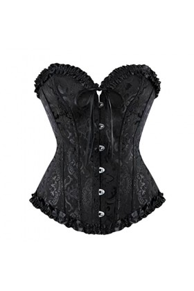 TaLcuS Vintage Brocade Corset Sexy À Lacets Corsets Gothique Corset Top Bustier Corselet Color : Beige, Size : XL code 