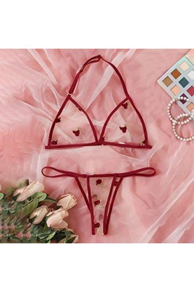 MJGkhiy Mode nuit & nbsp. bleuet sexy sous-vêtements en dentelle G string soutien-gorge sexy infirmière vernis, rouge, XL