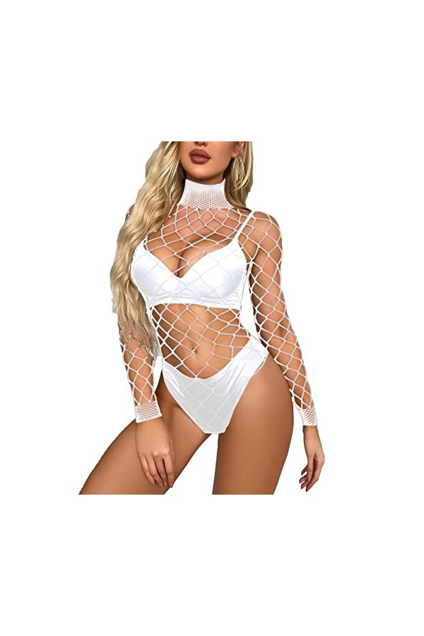 Femmes Manches Barboteuse Combinaison Catsuit sous-vêtements érotiques pour Femmes Net Suit de pêche Trous évidés sous-vêteme