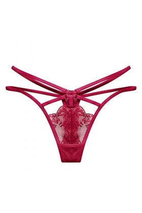 Générique Femmes Pantalon sous-vêtements Thong Thong Sexy Ladies Briefs Dentelle Culotte String Rouge Wine, One Size 
