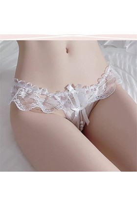String Ouverte en Dentelle pour Femmes Low Rise Backlessless Sexy Underwear Lingerie Voir à Travers La Culotte G-Back Underpa