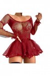 Lingerie sexy en dentelle pour femme, Rouge, XXL