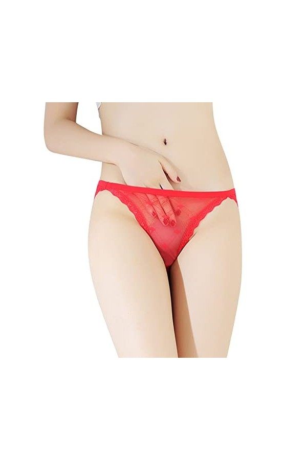 Short pour femme - Petits sous-vêtements sans couture - Culotte transparente avec bordure en dentelle pour femme - Culotte se