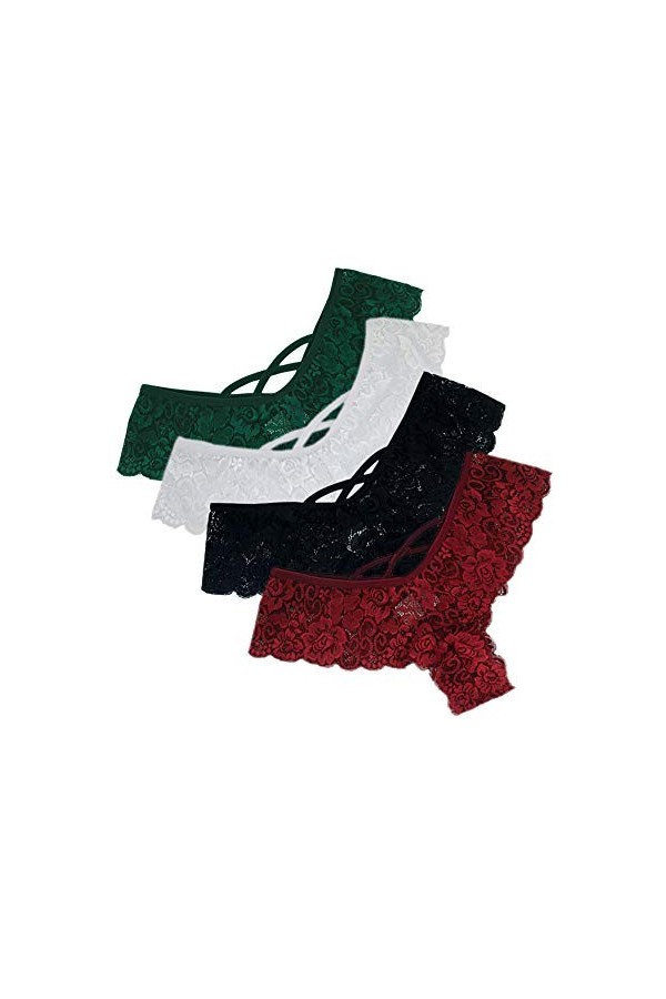 2023 Nouveau style Y2 - String à fleurs - Sous-vêtements - Culotte en dentelle - Sexy - Taille basse - 4 pièces - Lingerie vi