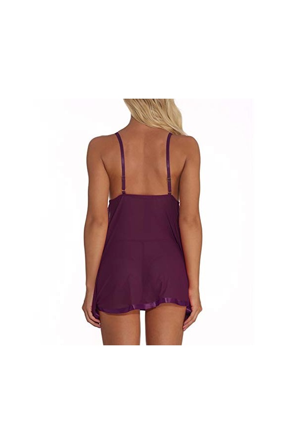 Nouveauté 2023 – Pyjama sexy en dentelle Taille S à 6XL, violet, 3XL