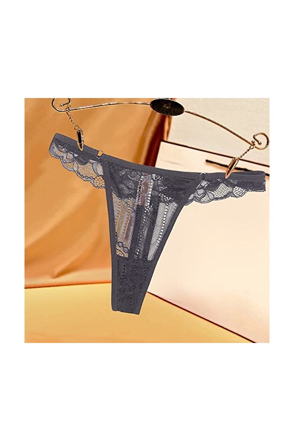 Mesdames Dentelle Sexy Sheer Mesh String Multi Taille Multi Couleur Culotte Confortable Taille Basse Brassière Marque Grey, 